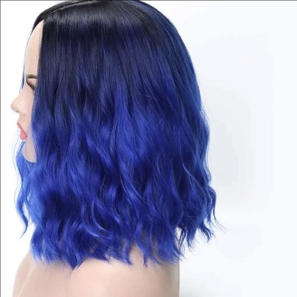 Brand New 16inch Black/Blue Ombré Synthetic Hair Wig - Picture 2 of 5